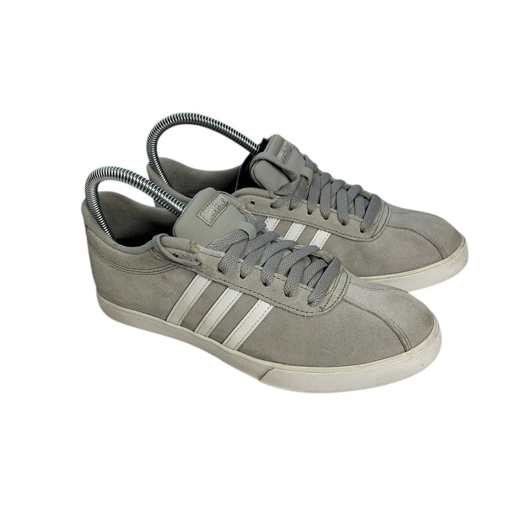Adidas Suede Sneakers Womens Gray 3 Stripe Casual Lace Up Shoes